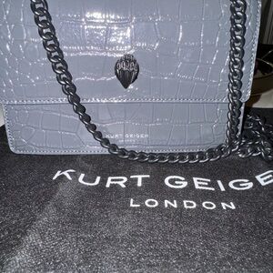 Kurt Geiger Charcoal Croc-Embossed Crossbody Bag